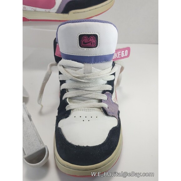 Nike 6.0 Air Mogan Mid Premium Skate Shoes WHT/BLK/PINK/PURPLE Women's US 8.5 - Picture 9 of 16